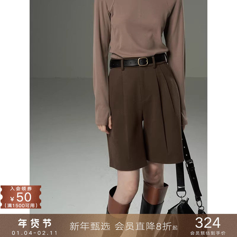 popchrio◆复古羊毛混纺加厚百慕大短裤H版黑色休闲中裤子外穿女,女装/女士精品,休闲裤,淘宝优惠券,粉丝福利购,淘宝优惠卷