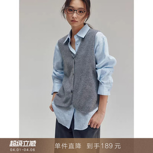 叠穿无缝一体100羊毛v领无袖 针织马甲开衫 毛衣背心 到手189元
