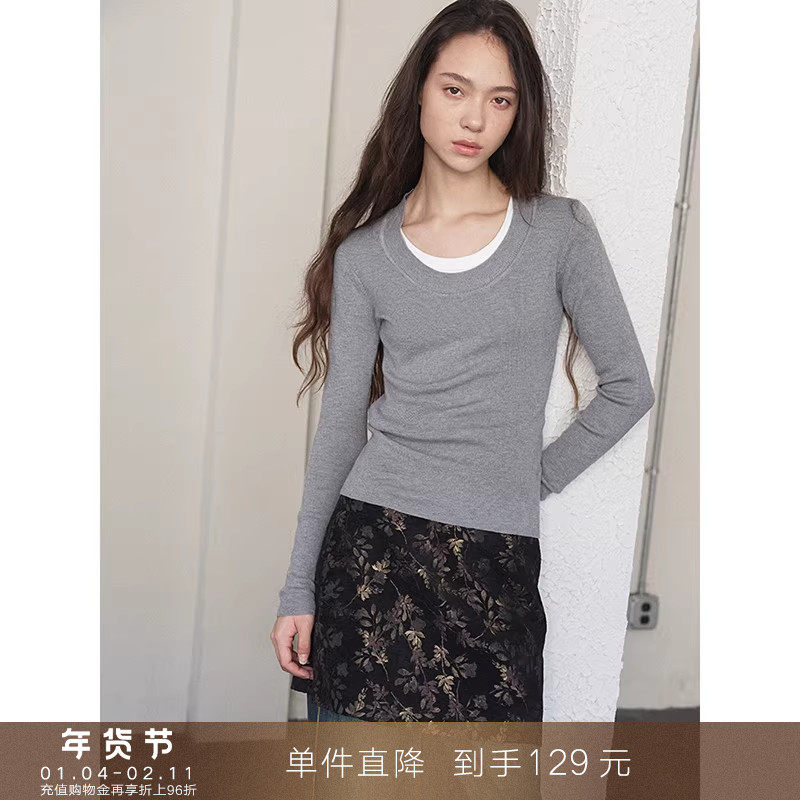 【到手129元】蚕丝羊毛混纺圆领套头针织衫内搭修身打底衫上衣女,女装/女士精品,毛针织衫,淘宝优惠券,粉丝福利购,淘宝优惠卷