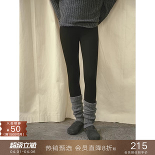 popchrio 高腰修身 显瘦九分裤 子外穿 莱赛尔含羊毛灰色保暖打底裤