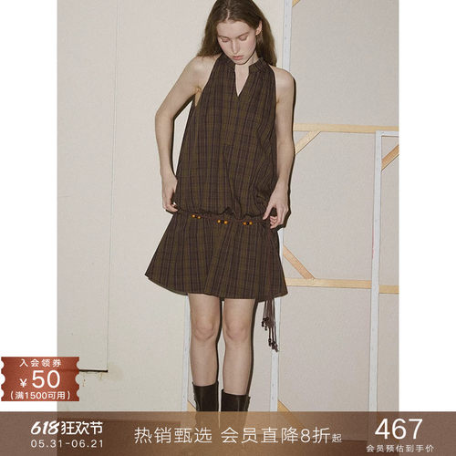 popchrioV字宽松收腰花苞连衣裙