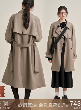 popchrio◆341经典风衣 垂坠感英伦风小个子休闲短外套中长款女春