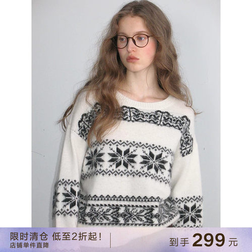 popchrio羊毛费尔岛提花毛衣