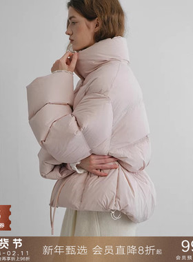 popchrio◆黄金6小时白鸭绒 防水羽绒服小个子收腰短款面包服外套
