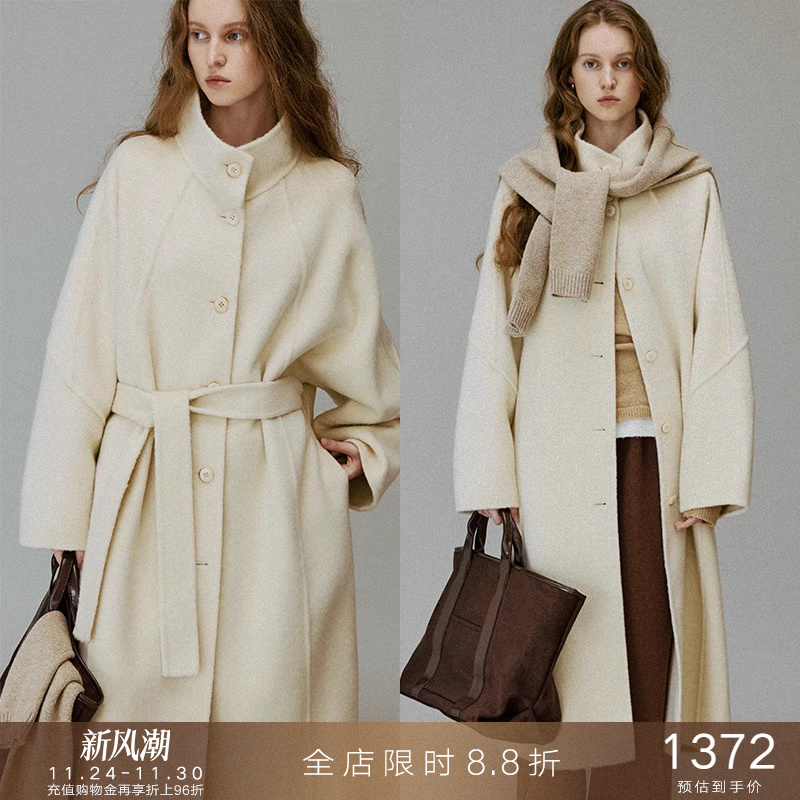 popchrio驼绒羊毛立领双面呢