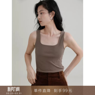 吊带上衣 基础百搭保暖薄绒内里方领针织打底背心无袖 到手99元