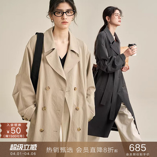 高级感中长款 风衣外套小个子宽松气质收腰上衣女春 法式 popchrio