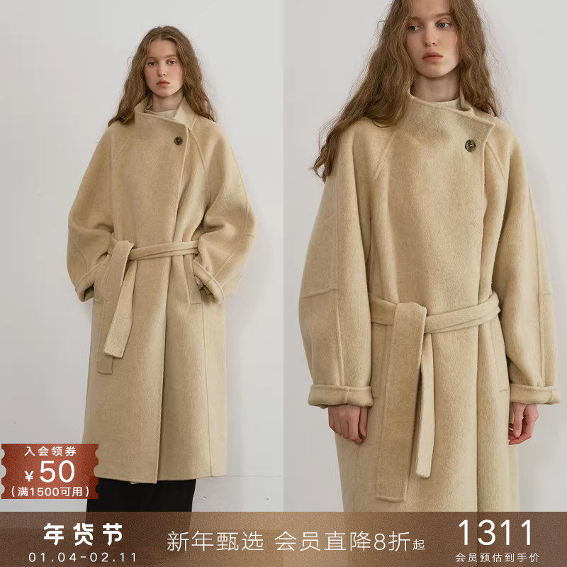 popchrio◆慵懒风羊毛自由立领双面呢大衣中长款加厚毛呢外套女冬,女装/女士精品,毛呢外套,淘宝优惠券,粉丝福利购,淘宝优惠卷
