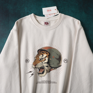 圆领卫衣男士 谢先绅 秋冬400克宽松长袖 小众复古印花 80年代美式