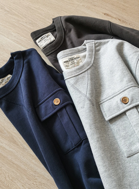 谢先绅 重磅加厚490克套头纯色卫衣秋季复古宽松休闲男士长袖上衣