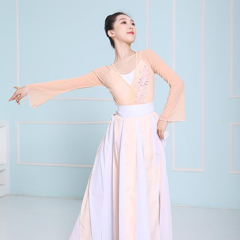 古典舞身韵练功服中国风服装仙气女飘逸修身艺考表演服大摆裙套装
