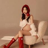 24新款 孕妈咪新年喜庆温馨居家慵懒纯欲风孕妇摄影服 影楼拍照服装