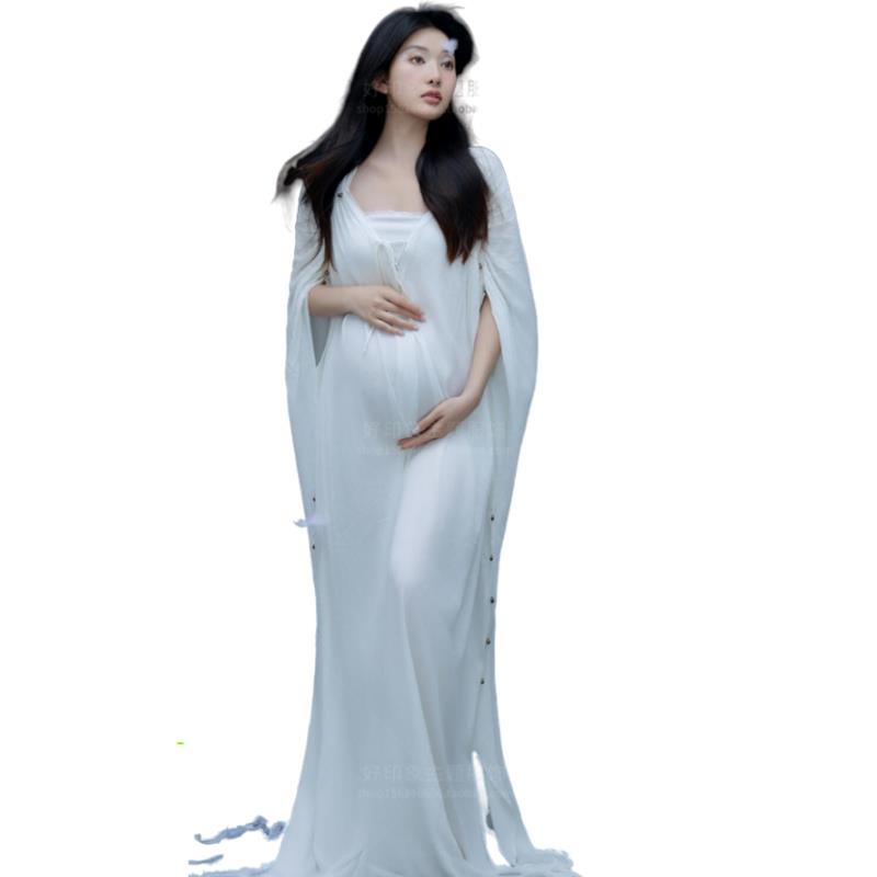 影楼新款孕妇写真服装纯欲风高级感希腊女神连衣裙孕妈大肚照摄影