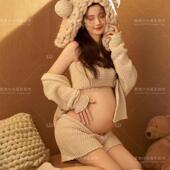 影楼孕妇针织甜美可爱孕妈咪服装 室内氛围感孕妇照在家拍摄影服装