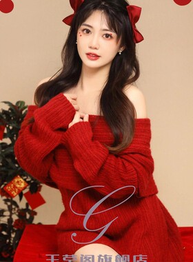 新年主题写真服装新款红色龙年中国风喜庆元旦拍照写真艺术照衣服