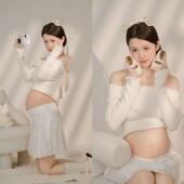 孕妇拍照服装 影楼甜美超仙孕妈少女感大肚孕期拍照连衣裙摄影服饰