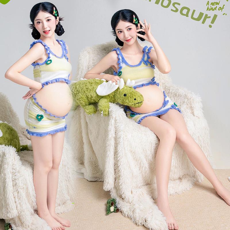 影楼新款韩系孕妇照服装甜美风小清新可爱孕妈咪大肚照衣服在家拍