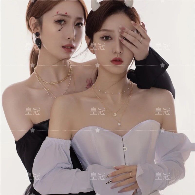 新款影楼闺蜜写真主题服小魔女黑白姐妹装性感私房艺术照摄影服饰