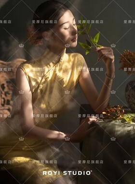 新款影楼主题服装温婉新中式喜嫁园林国风复古旗袍个人艺术照服装