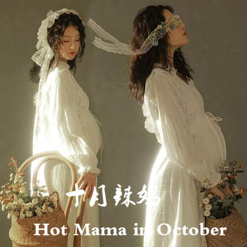 孕妇照服装影楼新款情侣夫妻艺术照白色唯美孕妈写真孕妇拍照衣服