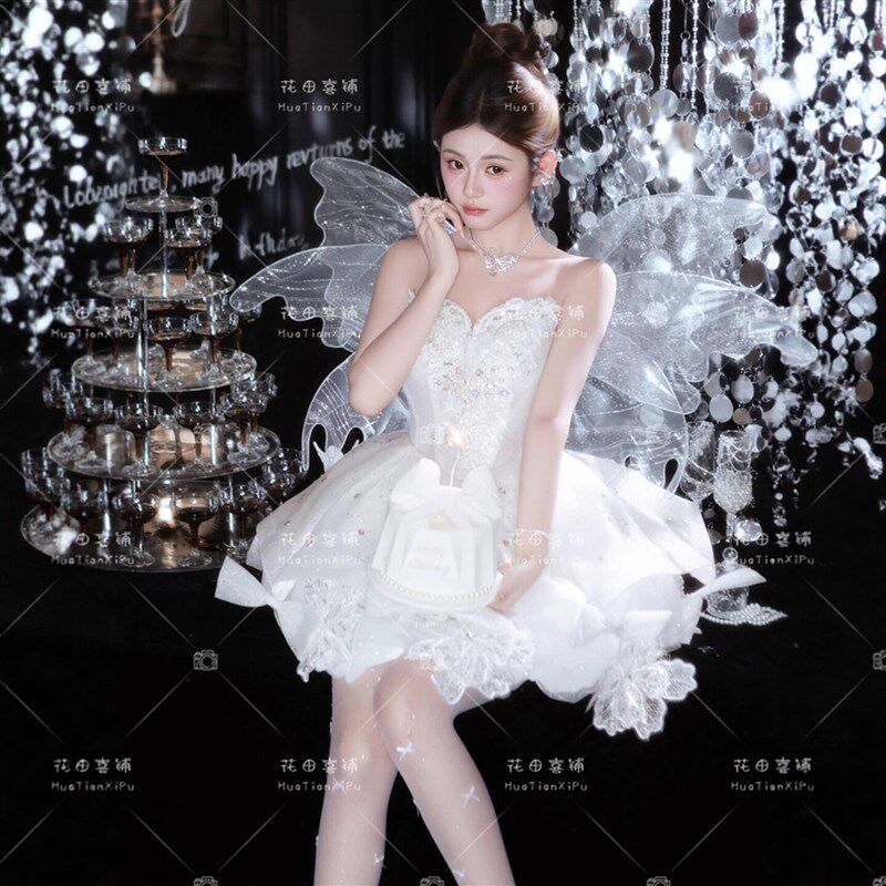 影楼新款精灵婚纱主题摄影服装仙女千金生日派对晨袍拍摄礼服短裙