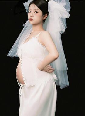 影楼新款孕妇摄影服装白色简约艺术时尚小清新孕妈写真照摄影服装