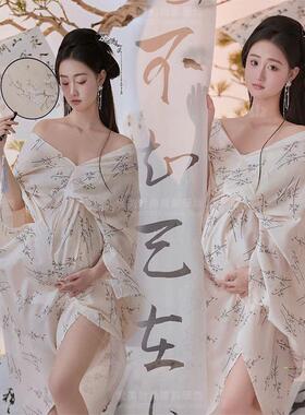 孕妇照服装写真新款欧美高级感白色孕妈咪大肚照摄影服饰影楼拍照