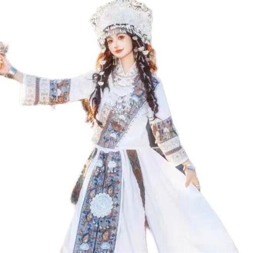 新款苗疆少女简约新款白色小清新苗族服装土家族民族凤凰苗寨旅拍