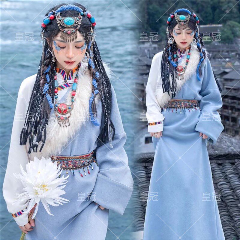 影楼新款藏袍藏式网红日常拍照藏族服装民族服饰西藏个人旅拍写真