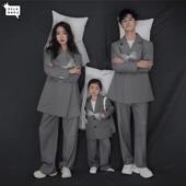 影楼韩式 杂志风家庭装 亲子装 一家三口拍照西装 摄影全家福服装 新款
