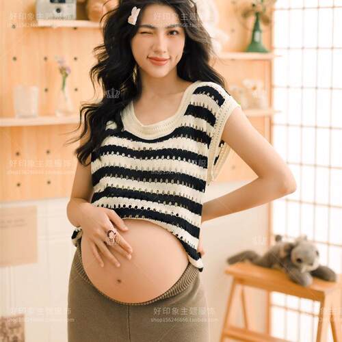 孕妇拍照服装新款影楼主题复古文艺风简约孕妈咪大肚照服装在家拍