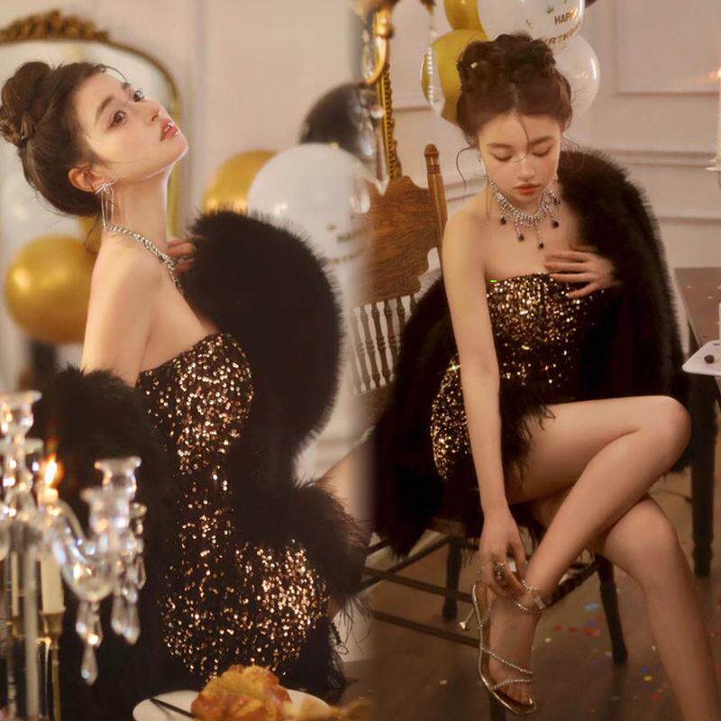 秋冬影楼新款甜美少女新年圣诞节红色毛衣个人写真艺术照摄影服装