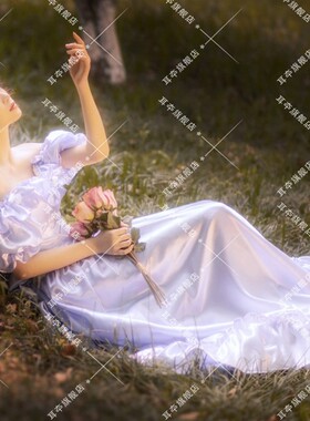影楼80港风复古婚纱宫廷礼服艺术拍照写真服装少女摄影法式出门纱