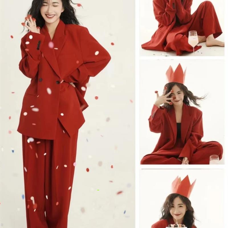 新款影楼主题形象照女士西服写真主题时尚个性肖像艺术照服装新款