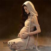 影楼废土风孕妈妈挡风沙百搭连帽两件套小众设计百搭写真性感套装