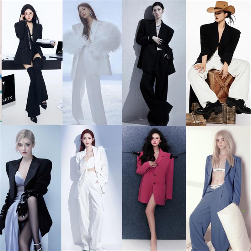 新款影楼时尚氛围感私房艺术照摄影DS演出服新款御姐西服写真服装