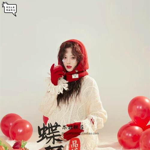 影楼新款秋冬孕妇摄影新年主题艺术照白色毛衣套装孕妈写真照服装