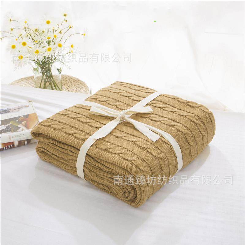 纯棉毛毯被子办公室沙发午睡毛线针织毛巾毯子空调毯休闲盖毯夏季