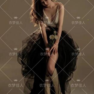 影楼写真复古高级感黑天使唯美画报少女肖像艺术拍照日系摄影服装