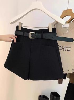 2197#32黑色西装短裤女夏季新款梨形身材大码显瘦宽松休闲a字阔腿