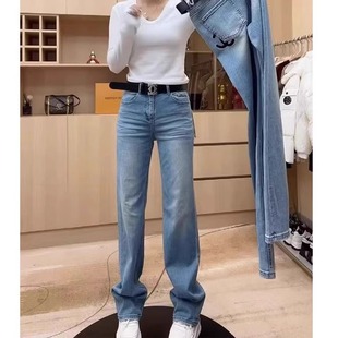 复古窄版 梨形身材高腰显瘦直筒长裤 牛仔裤 大码 女春秋新款 5995