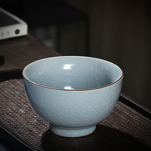 汝窑主人杯开片可养大号茶盏功夫茶具陶瓷单杯禅定杯品茗汝瓷茶杯