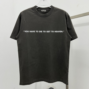 SAINT联名ERD美式潮牌夏季水洗做旧字母标语印花T恤男女宽松短袖