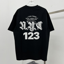 RRR123美式潮牌夏季梵文字母标语印花T恤男女宽松纯棉半袖短袖男T