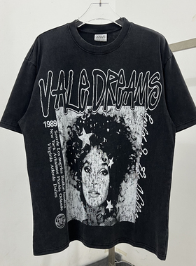 高品质Vale Forever美式街头风重磅棉印花短袖T恤宽松复摇滚tee