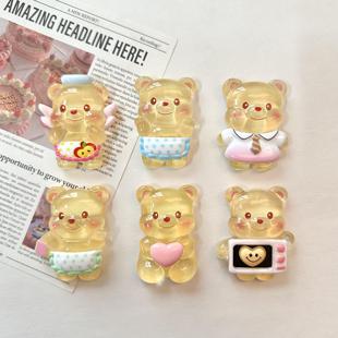 大号夜光黄油小熊卡通亮面树脂配件手工材料冰箱贴装 新款 饰