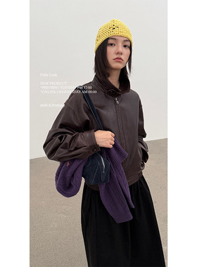 【清仓不退】宽松小个子真皮皮衣外套秋季高级感机车夹克上衣061