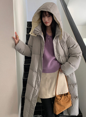 AlloFu十三行羽绒服女加厚时尚撞色防风保暖冬季长款外套23001