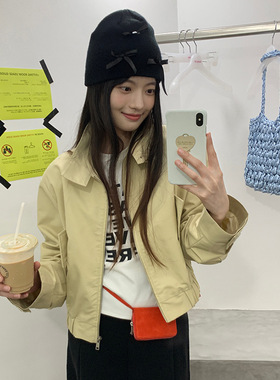 AlloFu十三行冬外套十三行短款棒球服外套女韩系立领夹克上衣3099