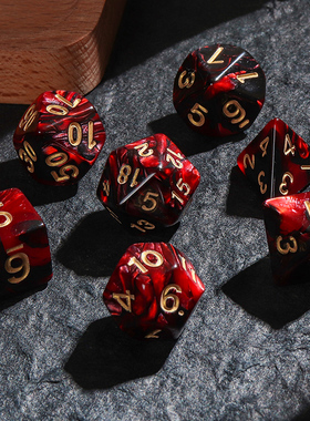 血红色跑团骰子游戏王筛子coc桌游教具20面dnd数字十面亚克力色子